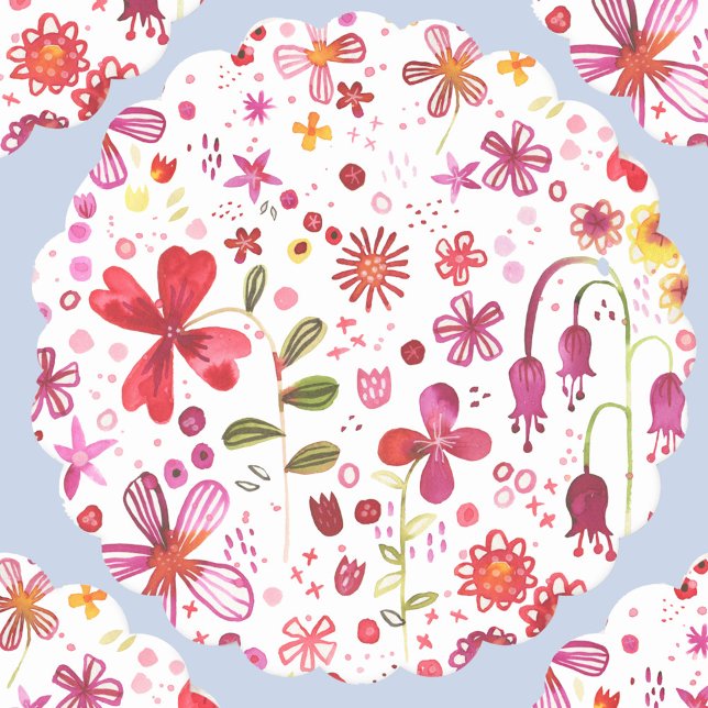 Vildens vattenfärgsfärg underlägg papper (Watercolor wild flower pattern modern party paper coasters)