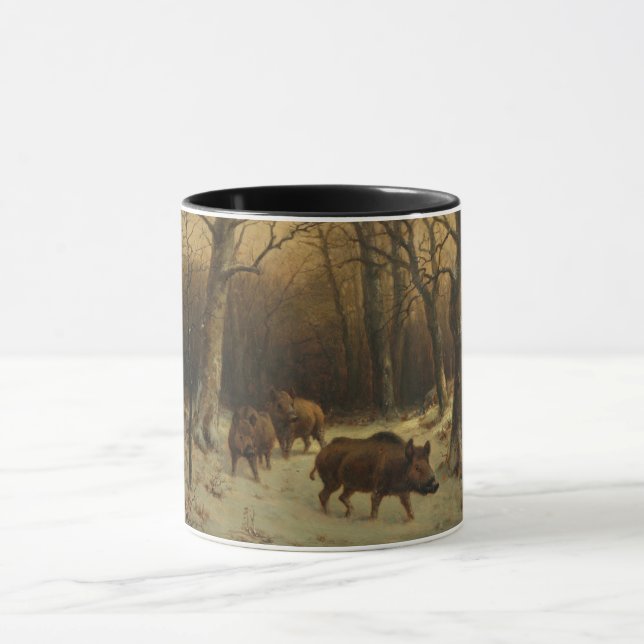 Vilder i Snö (av Rosa Bonheur) Mugg (Center)