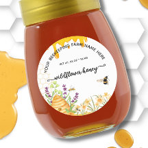 Vildhonungsetiketter för burkar | Honeybee Bee Bio
