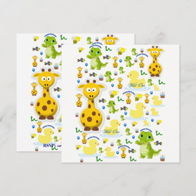 Vilding Första Födelsedagskort Inbjudningar (Fram/baksida)