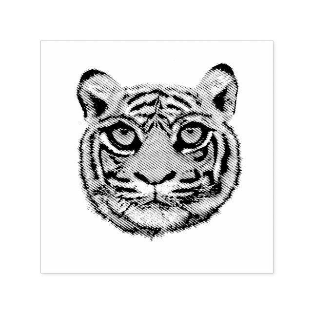 Vildkatts Unge Tiger Ansikte Självfärgande Stämpel (Design)