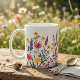 Vildkukskaffekopp: Vintage botanisk blomster- Kaffemugg