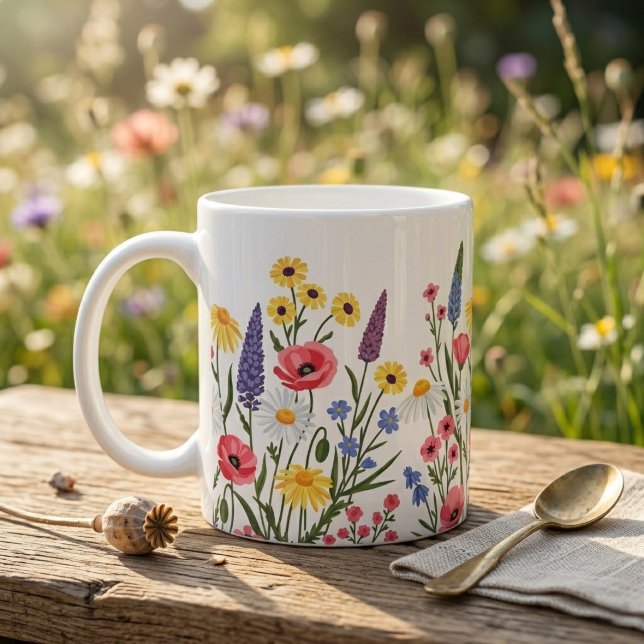 Vildkukskaffekopp: Vintage botanisk blomster- Kaffemugg (Skapare uppladdad)