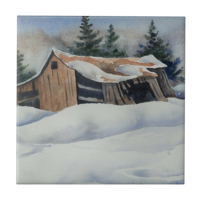 Vildlandskap övergiven ladule Tile Kakelplatta (Framsidan)