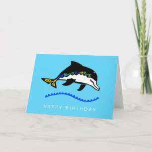 Vildlevande - Grafik DOLPHIN - Natur - Havsblått Kort