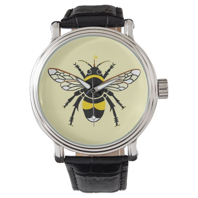 Vildlevande - Insekt - Humla - natur - Gult Armbandsur (Framsida)