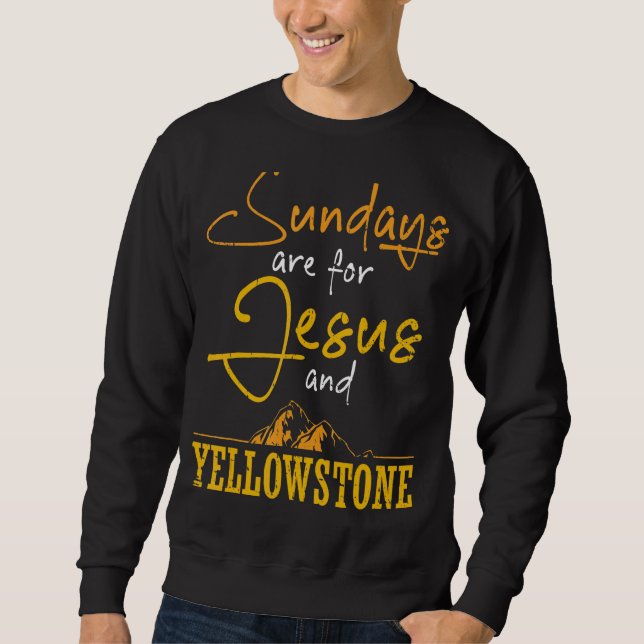 Vildlevande Söndag är Jesus och gulsten Lång Ärmad Tröja (Framsida)