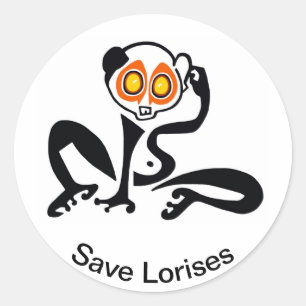 Vildlevande - Spara LORISES - Nature -Sticker Runt Klistermärke