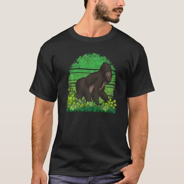 Vildlife Animal Monkey Rainforest Ape Retro Goril T Shirt (Framsida)