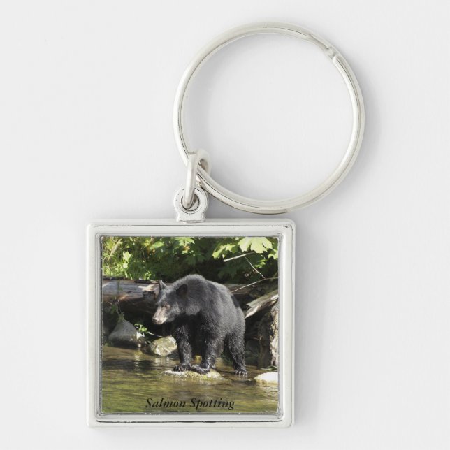 Vildlife Bears Animal-älskare Design Fyrkantig Silverfärgad Nyckelring (Framsidan)