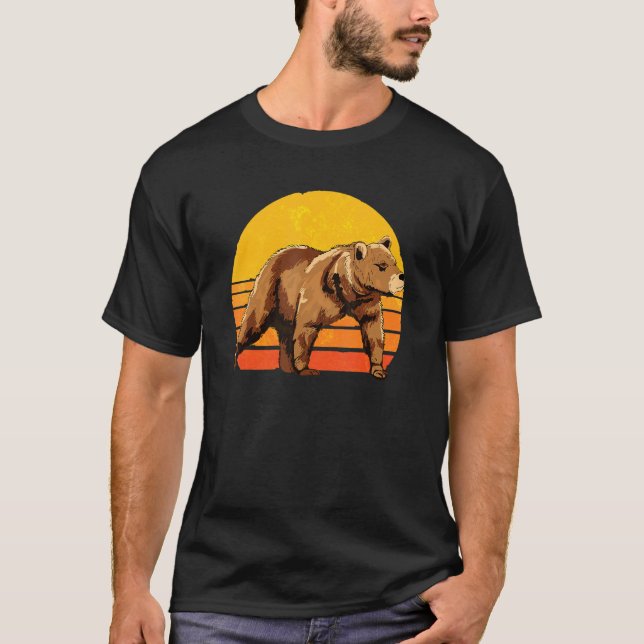 Vildlife Grizzly Bear Retro Forest Animal Bear 1 T Shirt (Framsida)