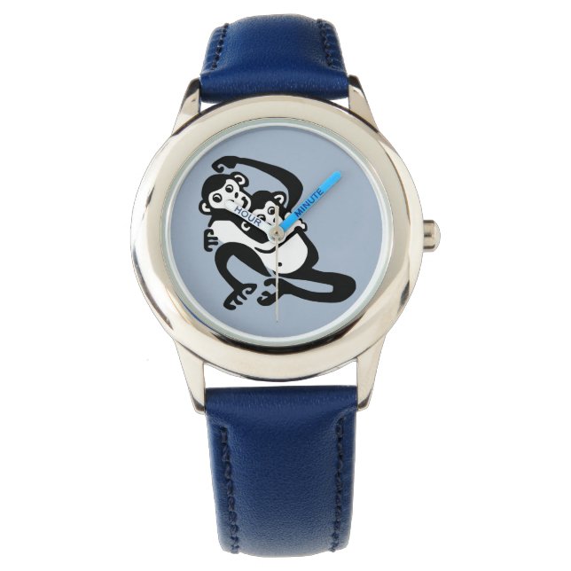 Vildlivet. - BONOBO - Farlig schimpans - blå Armbandsur (Framsida)