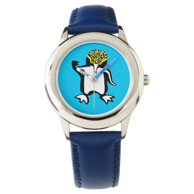 Vildlivet - Cute PENGUIN - Nature - Blue watch Armbandsur (Framsida)