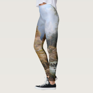 Vildmarken strömmer skogen All över tryckdamaske Leggings