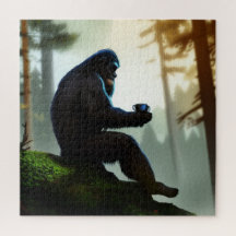 Vildmarksskog Bigfoot Morgon Lugn Kaffe