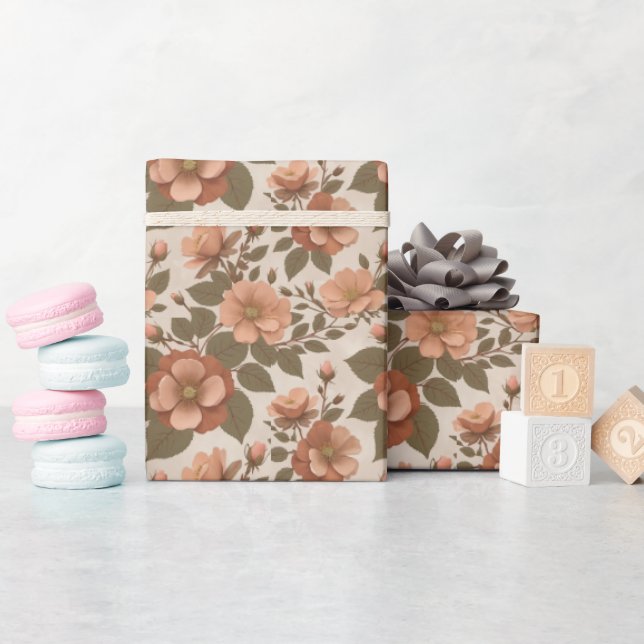 Vildros blommar i jordnära nyanser av terrakotta presentpapper (Baby Shower)