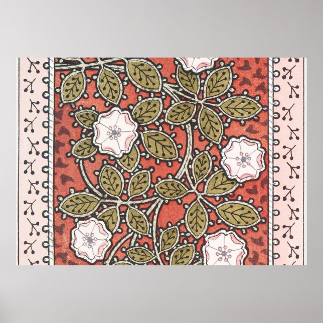 Vildros konstillustration blomma vintage poster (Framsidan)