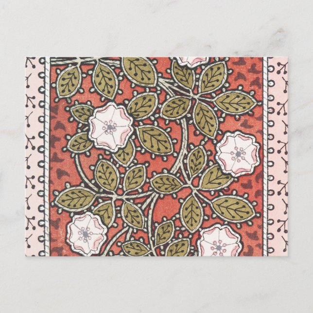 Vildros konstillustration blomma vintage vykort (Framsida)