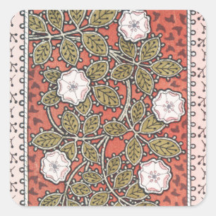 Vildros konstnärlig illustration blomma vintage fyrkantigt klistermärke
