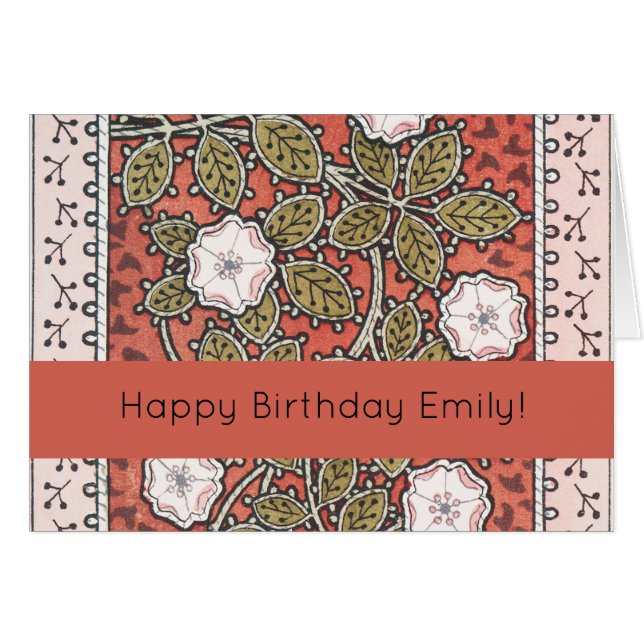 Vildros konstnärlig illustration blomma vintage hälsningskort (Framsidan Horizontal)
