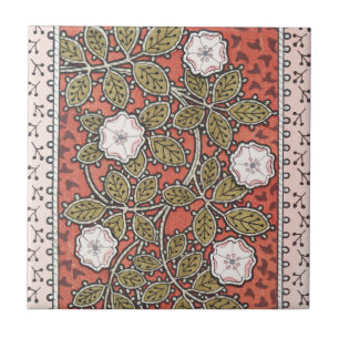 Vildros konstnärlig illustration blomma vintage kakelplatta