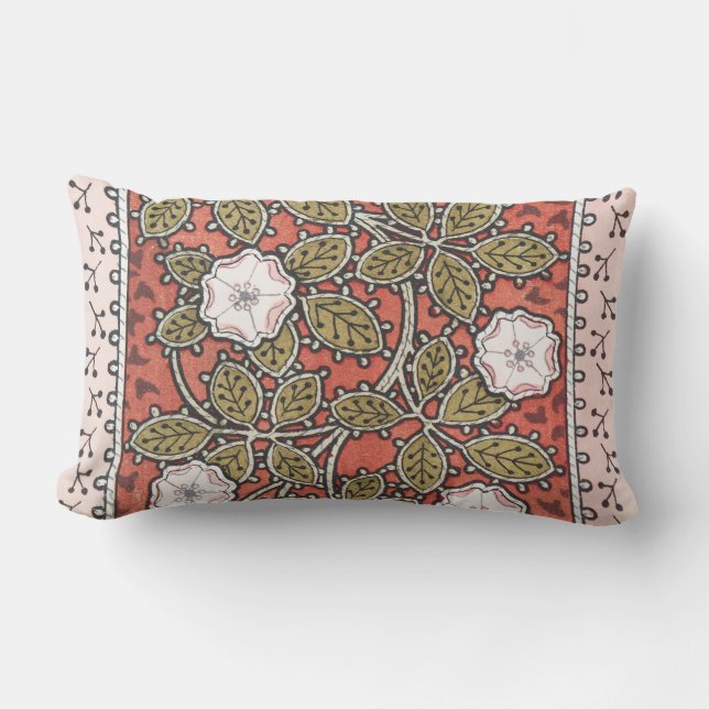 Vildros konstnärlig illustration blomma vintage lumbarkudde (Framsida)