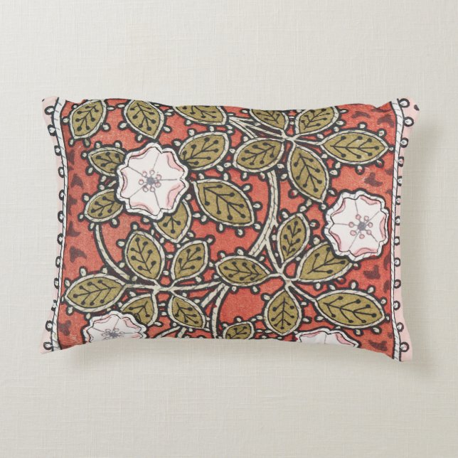 Vildros konstnärlig illustration blomma vintage prydnadskudde (Baksidan)