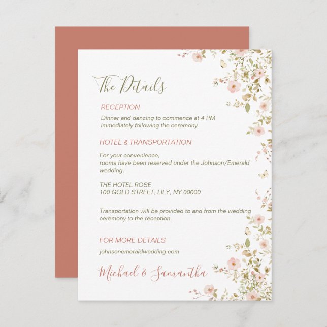 Vildroslandets Bröllop Tilläggskort (Fram/baksida)