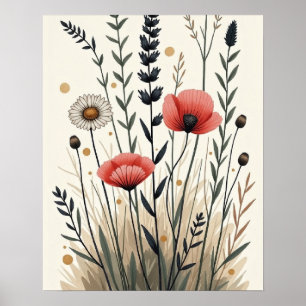 Vildsamlad Harmoni – Boho Botanisk Linje Konst Poster