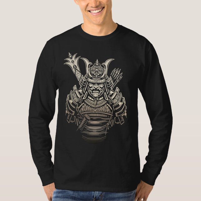 Vildsamurajkrigare – djärvt japanskt rustning t shirt (Framsida)