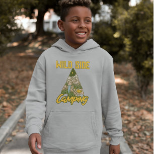 Vildsida Berg Skog Tält Camping Hoodie T Shirt
