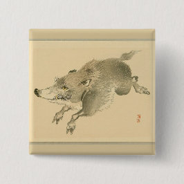 Vildsvin (japansk konst) (av Kono Bairei) Knapp
