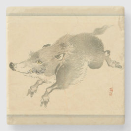 Vildsvin (japansk konst) (av Kono Bairei) Stenunderlägg