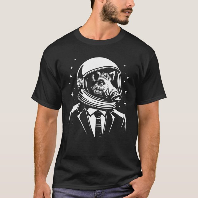 vildsvin som astronaut i kosmos t shirt (Framsida)
