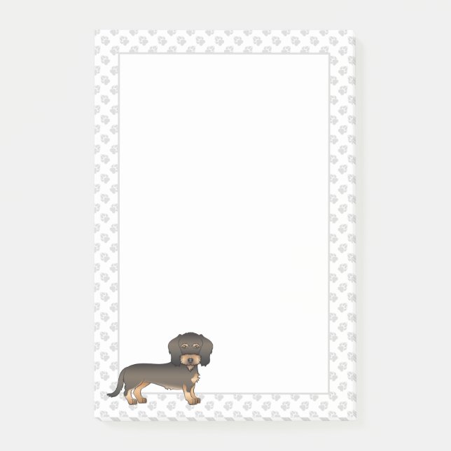 Vildsvin Strävhårig Dachshund Tecknad Hund & Tassa Post-it Block (Framsida)