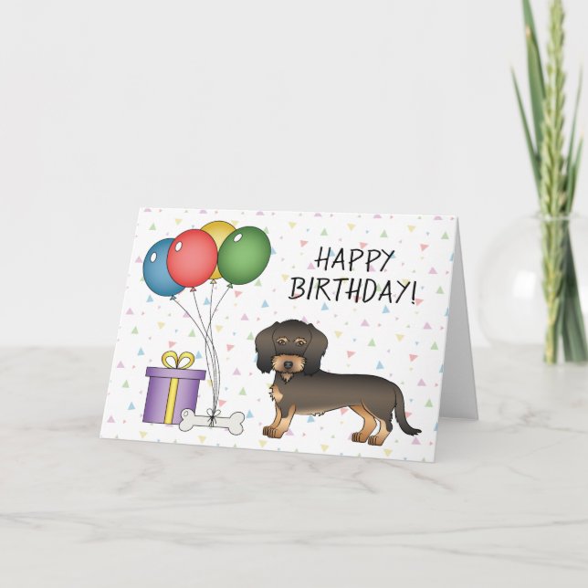 Vildsvin Trådhårig Dachshund Glad Födelsedag Kort (Framsida)
