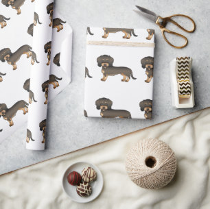 Vildsvin Trådhårig Dachshund Mysig Hundmönster Presentpapper