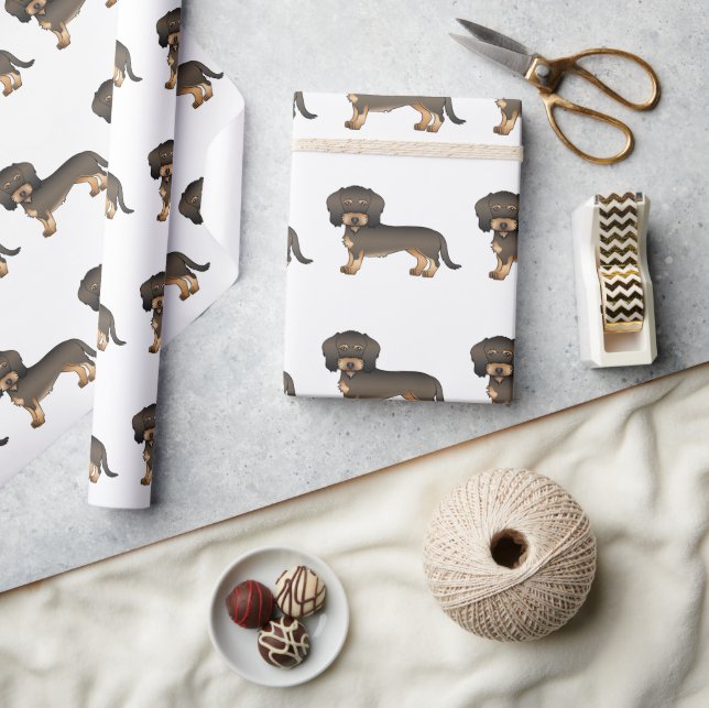 Vildsvin Trådhårig Dachshund Mysig Hundmönster Presentpapper (Hantverk)