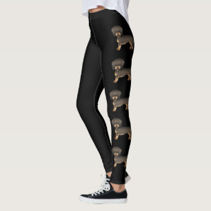 Vildsvin Trådhårig Dachshund Söta Tecknade Hundar Leggings