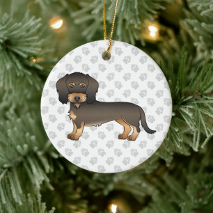 Vildsvin Trådhårig Dachshund Tecknad Hund & Tassar Julgransprydnad Keramik