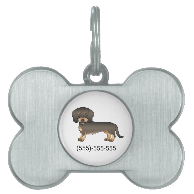 Vildsvin Trådhårig Dachshund & Telefonnummer ID-bricka Husdjur (Framsidan)