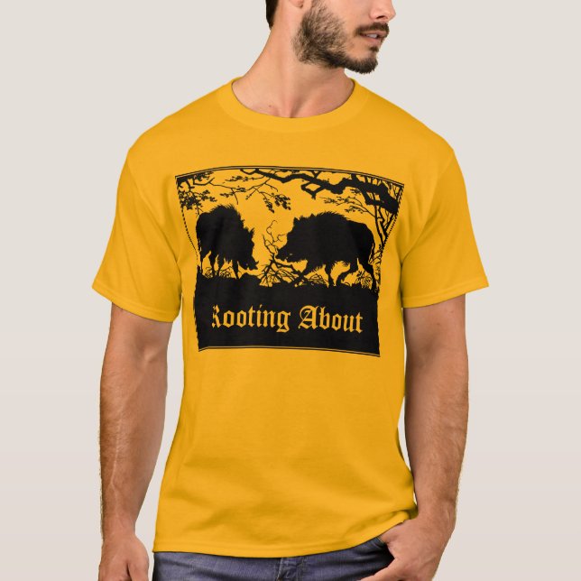 Vildsvinet som rotar gammal tysk design, beklär & tee shirt (Framsida)