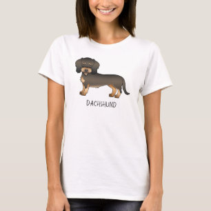 Vildsvinstråhårig Tax Cartoon Hund & Text T Shirt