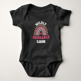 Vildt förtjusande leopard regnbåge baby bodysuit t shirt