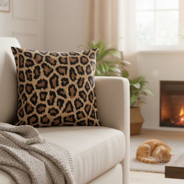 Vildt leopardtryck dekorativ kuddslip kudde (Leopard print decorative throw pillow.)