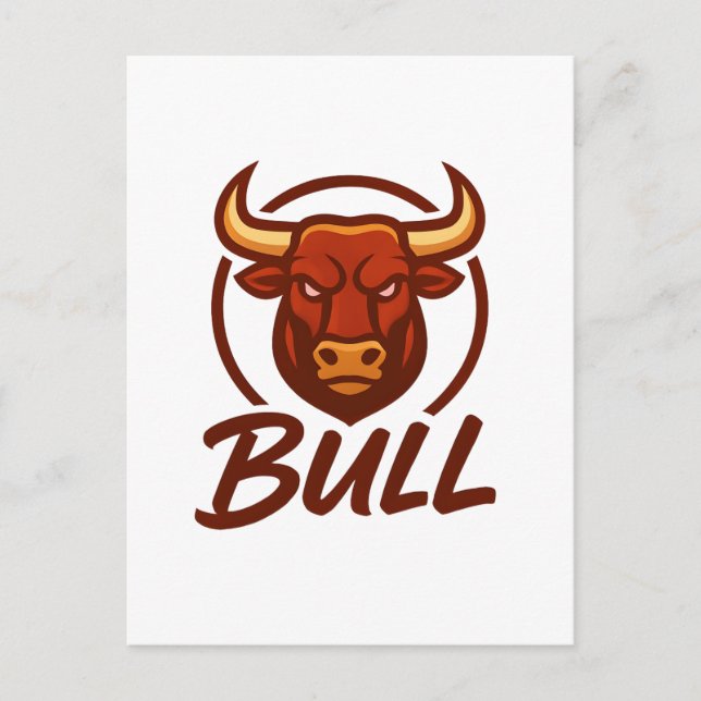 Vildt tjurhuvudlogo, Kreativ maskot BULL Vykort (Framsida)