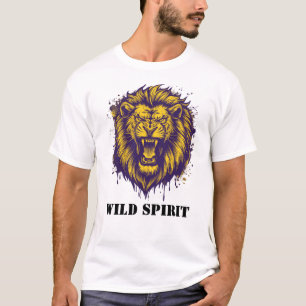 Vildt Vrålande Lejon Vild Andlig Grafik T Shirt