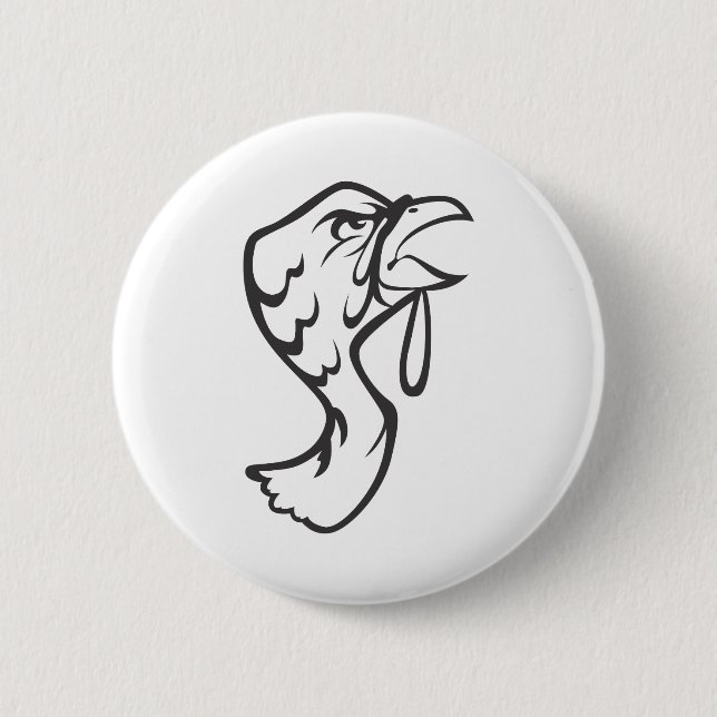 VildTurkiet fågel i svartvitt Knapp (Framsida)