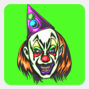 Vile Evil Clown Fyrkantigt Klistermärke