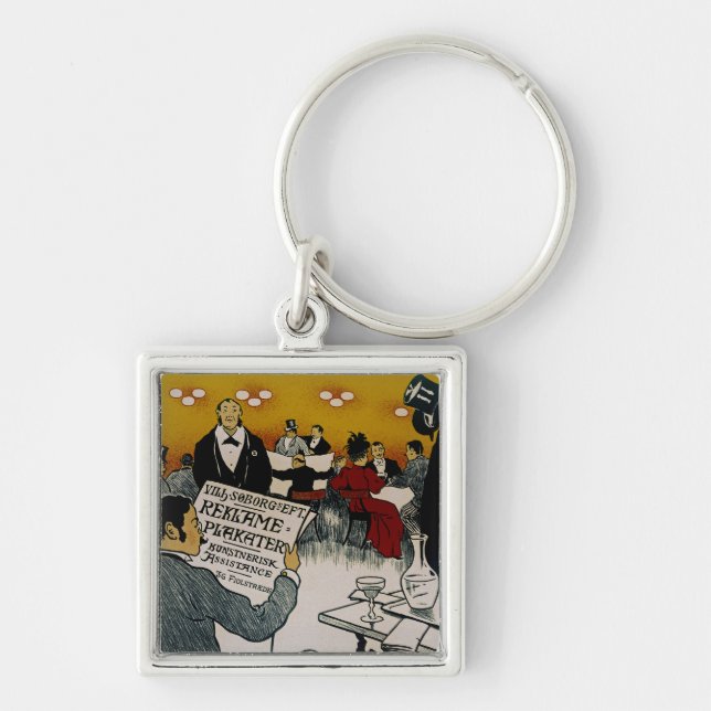 Vilhem Soborgs efterträdare Fyrkantig Silverfärgad Nyckelring (Framsidan)